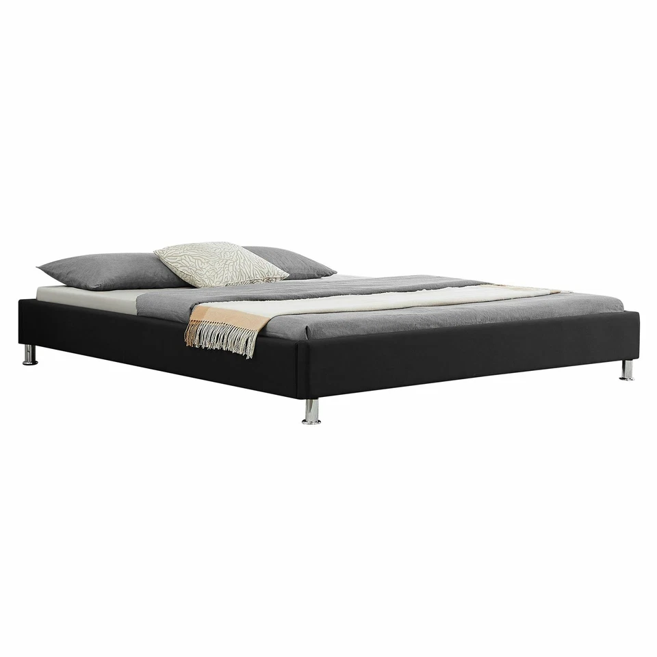 Lit futon king double NIZZA noir 180x200 cm 2 places 2 personnes adulte sommier - Photo 1/4