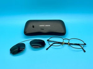 Giorgio Armani Eyeglasses Frame 246 1001 w/ Clip On Sunglass Lenses With Case! - Picture 1 of 24