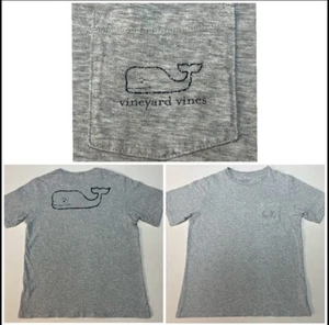 Vineyard Vines Vintage Heathered Gray Whale Pocket T-Shirt YOUTH Sz L Chest 37” - Picture 1 of 9