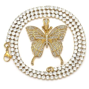 ROWIN&CO Unisex Hip Hop Jewelry Gold Silver Iced Out Bling Paved Artificial D... - Photo 1/7