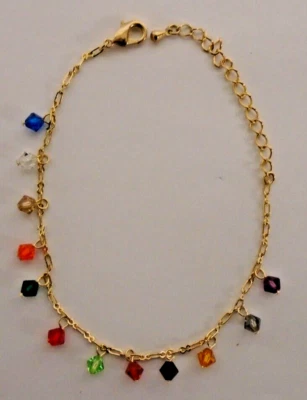 Pulseira de strass multicolorida feita com cristais Swarovski corte diamante - Imagem 1 de 4