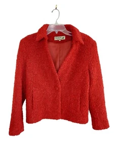 PERUVION LINK ALPACA COLLECTION Blazer Jacket Red Womens Size Medium Fully Lined - Picture 1 of 13