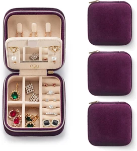 Plush Velvet Travel Jewelry Case, Travel Jewelry Organizer, Jewelry Travel Case, - Picture 1 of 12
