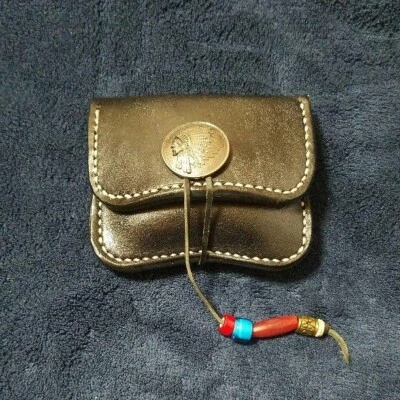 Biker leather Coin purse wallet Brown Japan Handmade Motorcycle - Image 1 of 3