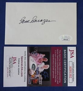 Gene Sarazen SIGNED 3x5 INDEX CARD ~ PGA GOLF Masters Champion ~ JSA AE01102