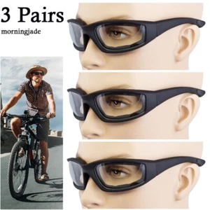 3pcs Chopper Foam Padded Motorcycle Riding Glasses Sunglasses Windproof Goggles - Picture 1 of 24
