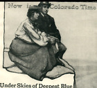 1904 Rock Island Train Couple assis sur le bord de la falaise Colorado Mountain Ad A152
