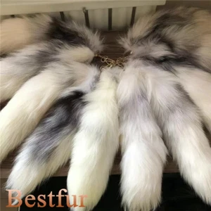Wholesale 50pcs 16"-18" Real Cross Fox Fur Tail Keyring Bag Pendant Cosplay Toys - Picture 1 of 2