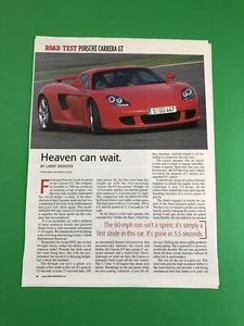 2004 PORSCHE CARRERA GT ORIGINAL VINTAGE 4 PAGE ROAD TEST PRINT ARTICLE AD - Picture 1 of 3