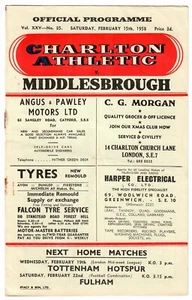 Charlton Athletic v Middlesbrough - 1957-58 Division Two - Football Programme - Picture 1 of 3