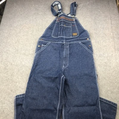 Schmidt Denim Overalls Mens 34 Blue Bib Workwear Carpenter Pockets Heavy Duty - Image 1 of 4