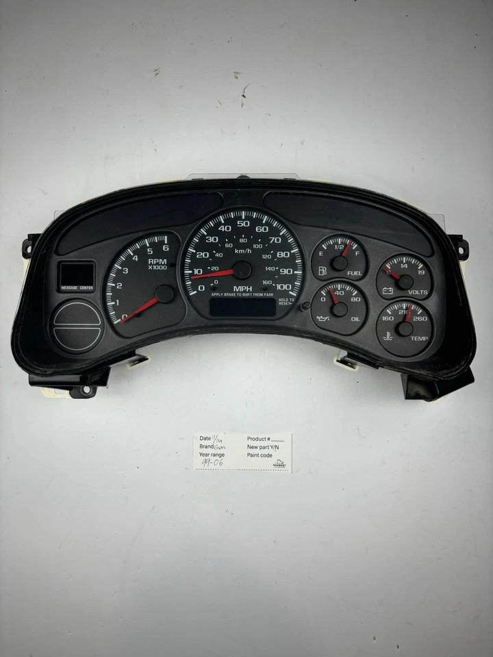 Velocímetro de cuadro de instrumentos Silverado Tahoe GMC Sierra 99-06 OEM AGUJAS ROJAS Foto 1 de 4