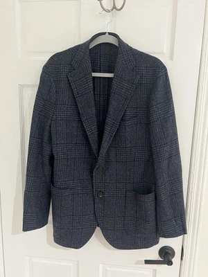 Abrigo deportivo de tela adecuado - Di Pray azul marino tejido Leno lana Foto 1 de 3