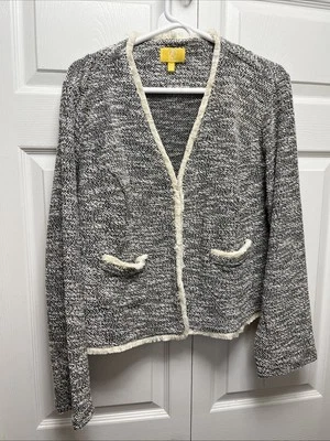 Suéter cárdigan Liz Lange para mujer 1 X con ribete blanco en contraste negro/blanco Foto 1 de 4