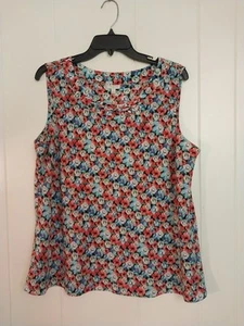 Camiseta sin mangas Talbots para mujer talla grande azul rosa blanco floral - Imagen 1 de 7