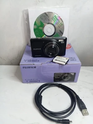 Fujifilm T350 Digital Camera 14MP HD Movie, Black Boxed Mint Condition - Image 1 of 4