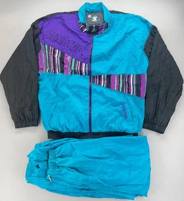 Chándal de nailon vintage de los 90 para hombre grande retro azul LOGO traje de viento de calentamiento Foto 1 de 4