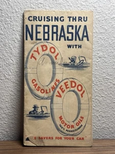 1933 Tydol Veedol Cruising Thru Road Map: Nebraska USED - Picture 1 of 2
