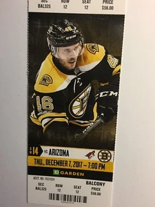 BOSTON BRUINS VS ARIZONA COYOTES DECEMBER 7, 2017 TICKET STUB - Picture 1 of 1