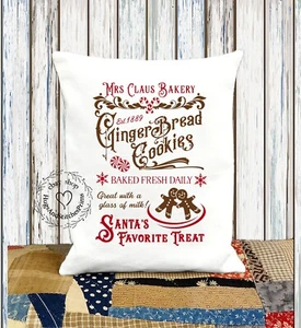 Mrs. Claus Gingerbread Bakery Fabric Christmas Pillow #1135 - Picture 1 of 6