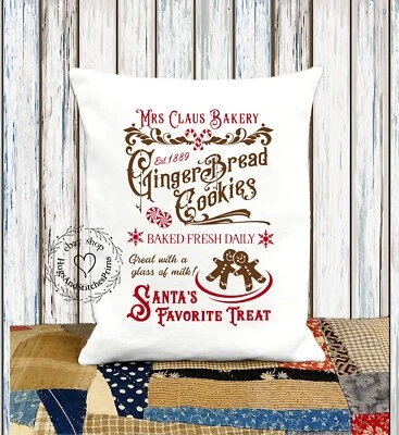 Mrs. Claus Gingerbread Bakery Fabric Christmas Pillow #1135 - Image 1 of 4