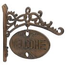 Large Welcome Go Away Metal Sign Cast Iron Antique Style Vines Heavy Duty 11.5"