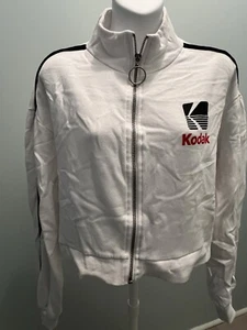 Women’s Juniors Retro White Kodak Zip Up Cropped Jacket H&M Dividend S Small Sm - Picture 1 of 3