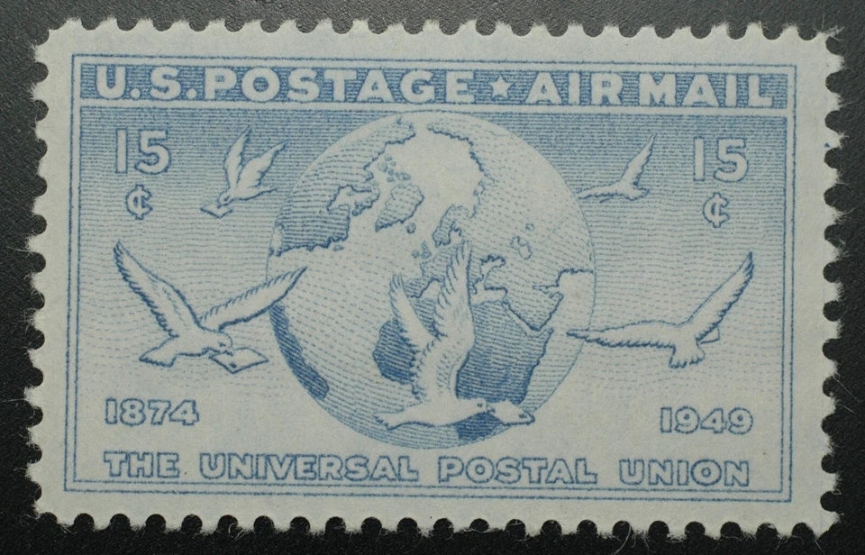 1949 US Scott #C43 15c Airmail Globe and Doves Carrying Messages MNH - Image 1 of 1