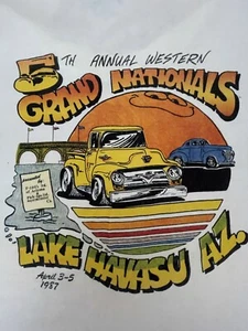 VINTAGE SINGLE STITCH 5TH GRAND NATIONALS T-SHIRT LAKE HAVASU 1987 RACE - Picture 1 of 2