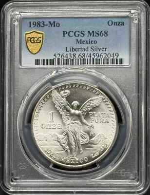 1983 Mo MEXICO Silver ONZA PCGS MS-68 - Image 1 of 2