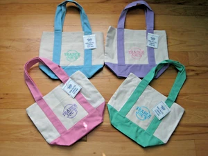 Trader Joes Pastel Mini Canvas Tote Bags 2025 LIMITED EDITION LOT of 4 NEW - Picture 1 of 5
