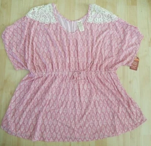 3X Top para mujer talla grande 22W-24W de encaje descolorido con cuello en V y cintura ceñida  - Imagen 1 de 5