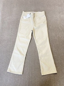 Zara Mini Flare Faux Leather Beige Trousers Size Uk 10 New With Tag - Picture 1 of 13