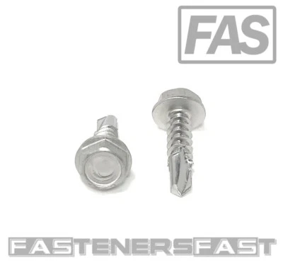 FAS (100) 10 x 3/4 Stainless Steel Hex Washer Head Self Drilling Tapping TEK Screws