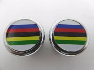 Tapones de extremo de manillar a rayas Ciclolinea World Champion vintage nuevo de colección paseo A - Imagen 1 de 3