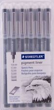 6 Piece - STAEDTLER Pigment Liner Sketch Pens - Assorted Tip Sizes - Acid Free