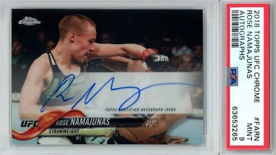 2018 Topps UFC Chrome #FARN Rose Namajunas Auto PSA 9 MINT - Image 1 of 2