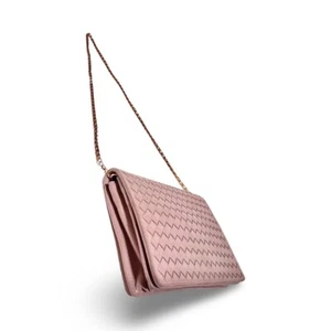 BOTTEGA VENETA Intrecciato 2-way leather chain shoulder bag clutch bag purple - Picture 1 of 11