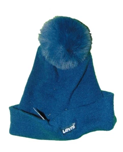 Levis Levi Strauss Blue Winter Hat One Size New Puffy Ball - Picture 1 of 2