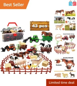 Eco-Friendly Farm Toy Set: 3 Tractors & 40 Animal Figures for Creative Play - Picture 1 of 9