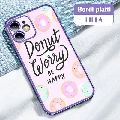 Custodia cover per iPhone 13 12 11 X XS 7 8 in Tpu morbido placcato Lilla C. B - Immagine 1 di 4