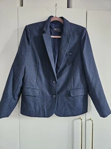 M&S Collection blue and black check pattern blazer - size 14 - Picture 1 of 12