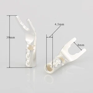 8X Cobre Puro Plateado Pala Y Enchufe Altavoz HiFi Cable Cable Tenedor Conector - Imagen 1 de 9