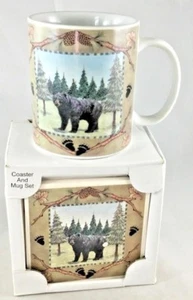 Set tazza e sottobicchiere orso nero porcellana nuovo in scatola Chesapeake Bay - Foto 1 di 5