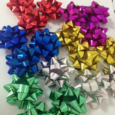 100 PCS Christmas Metallic Bows Self Adhesive Mini Gifts Decor Gift Wrap Bows  - Image 1 of 4