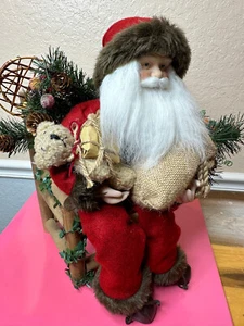 Vintage Night Before Christmas Weihnachtsmann auf Stuhl Figur - Bild 1 von 6