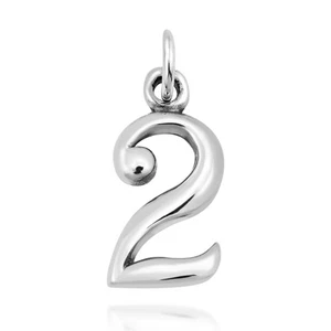 Trendiger .925 Sterling Silber Zahl "2" Anhänger Charm - Bild 1 von 8
