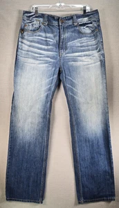 Jeans Level 7 para hombre 36x34 azul pierna recta lavado medio desgastado denim desteñido - Imagen 1 de 11