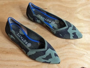 Rothy's Olive Green Camo Knit The Point Casual Flats Size 8 - Picture 1 of 8