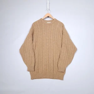 Johnstons of Elgin 100% Wool Sweater Cable Knit Crew Neck size 44" 112 cm/XL-XXL - Picture 1 of 8